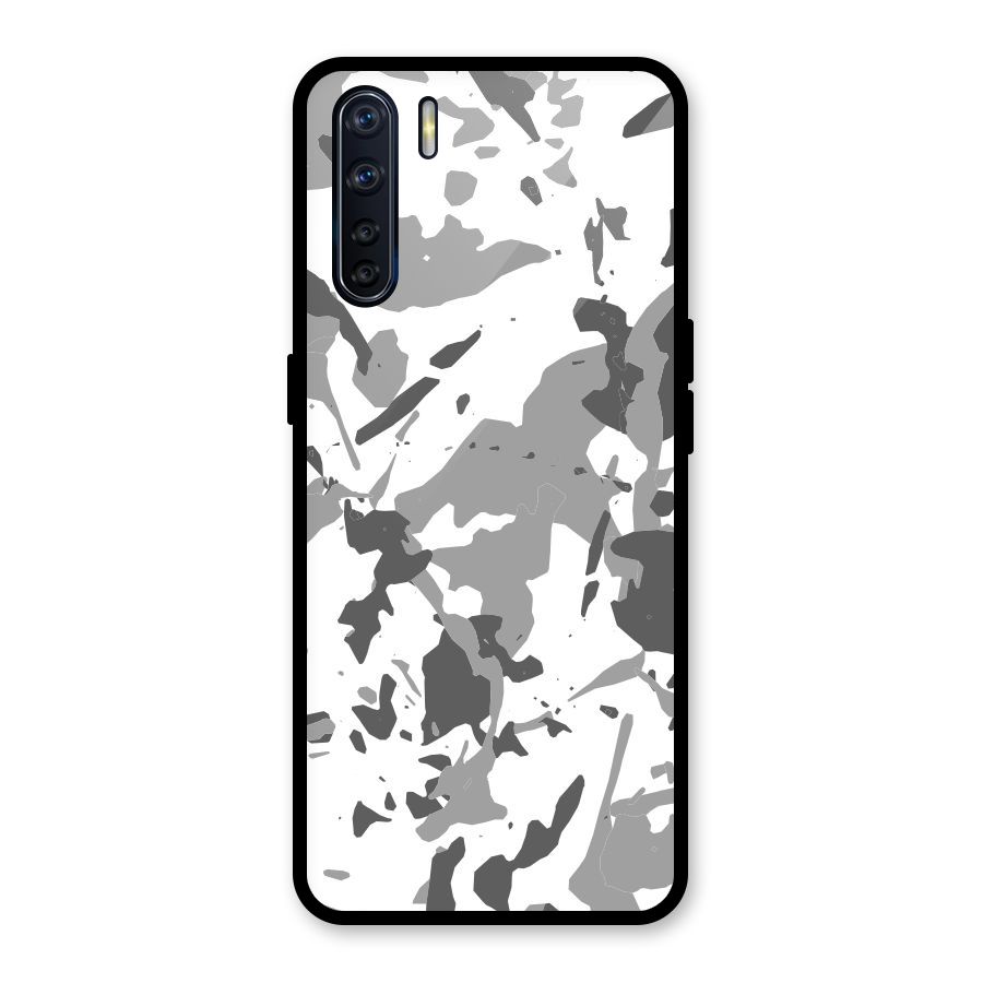 Grey Camouflage Army Glass Back Case for Oppo F15