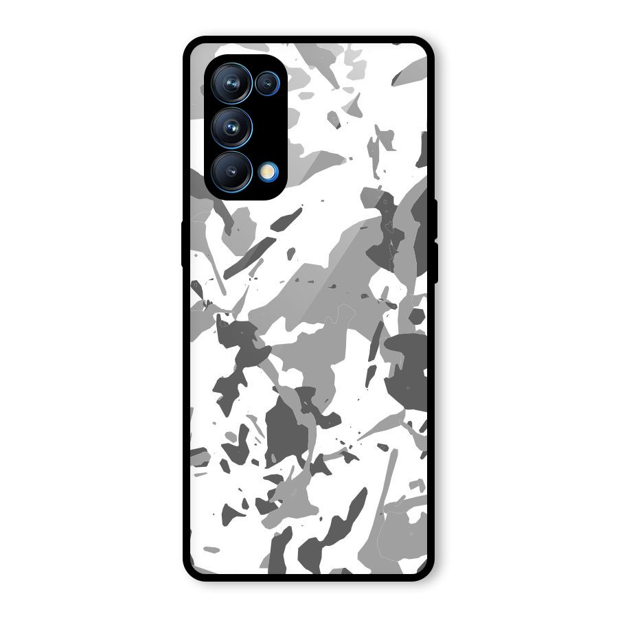 Grey Camouflage Army Glass Back Case for Oppo Reno5 Pro 5G