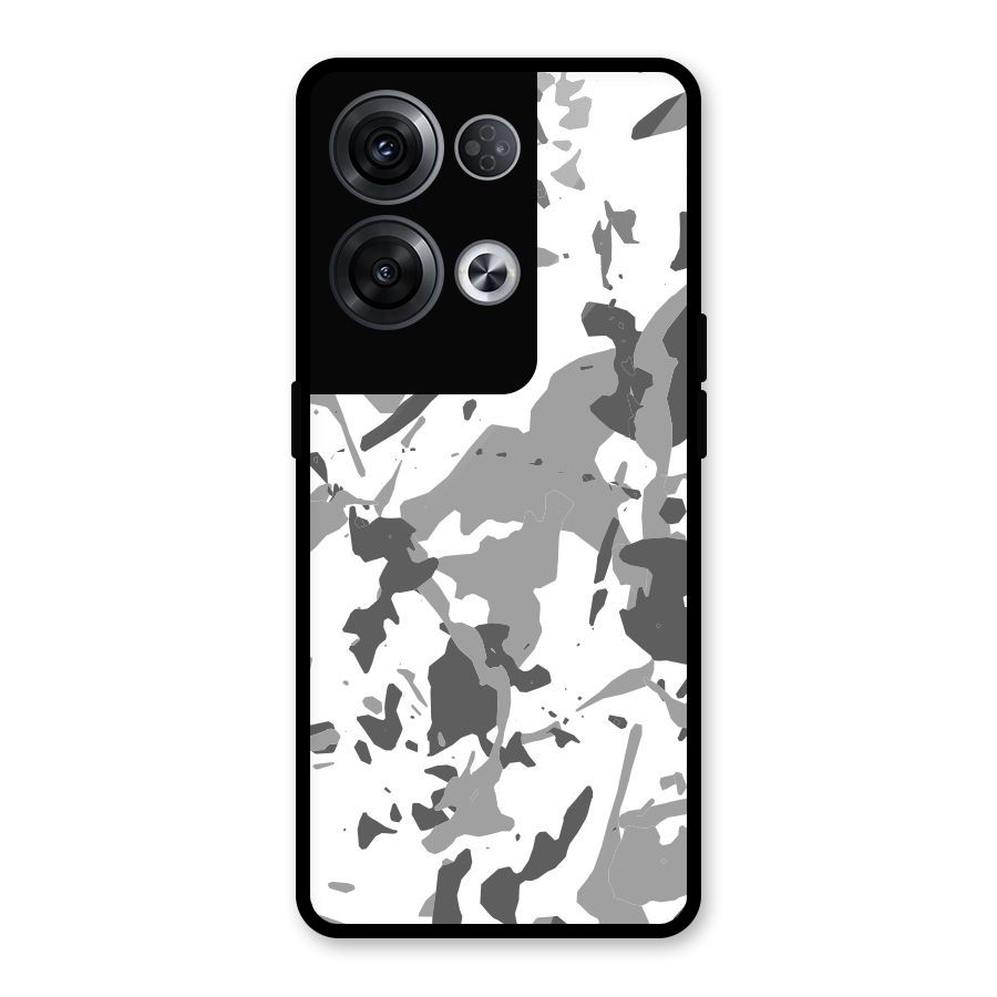 Grey Camouflage Army Glass Back Case for Oppo Reno8 Pro 5G