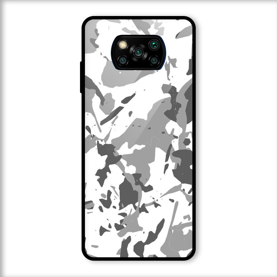 Grey Camouflage Army Glass Back Case for Poco X3