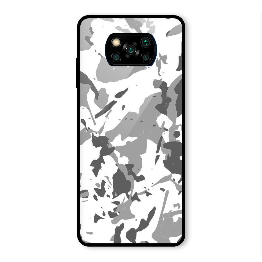 Grey Camouflage Army Glass Back Case for Poco X3 Pro
