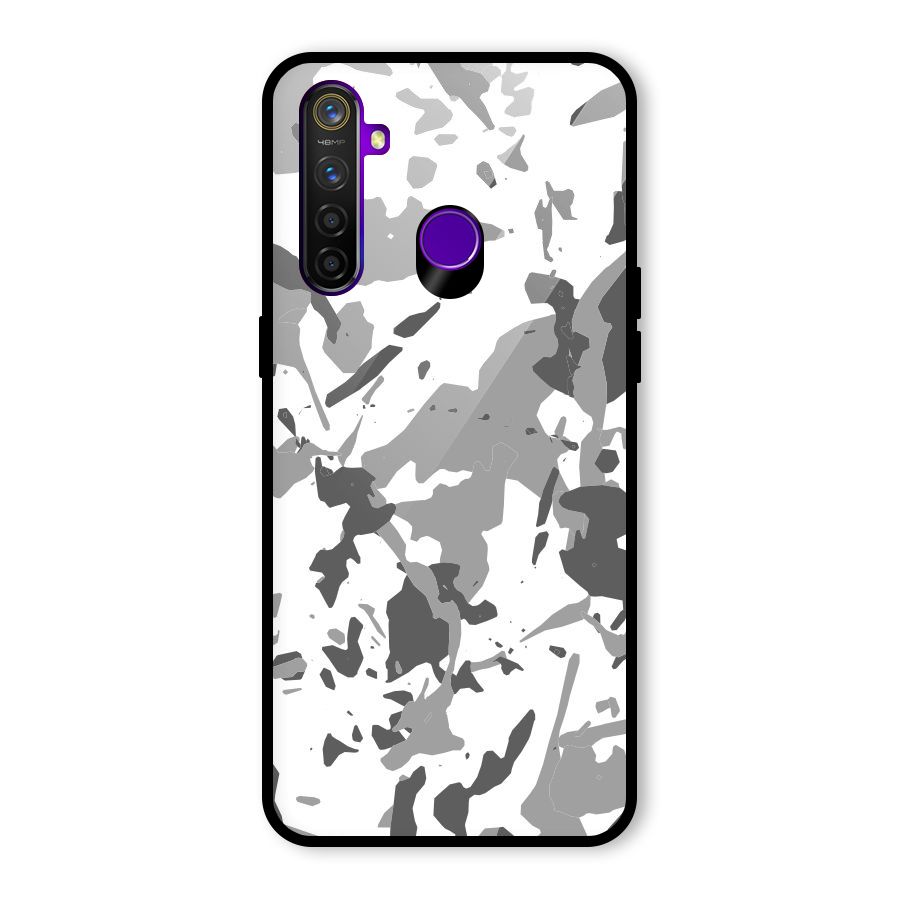 Grey Camouflage Army Glass Back Case for Realme 5 Pro