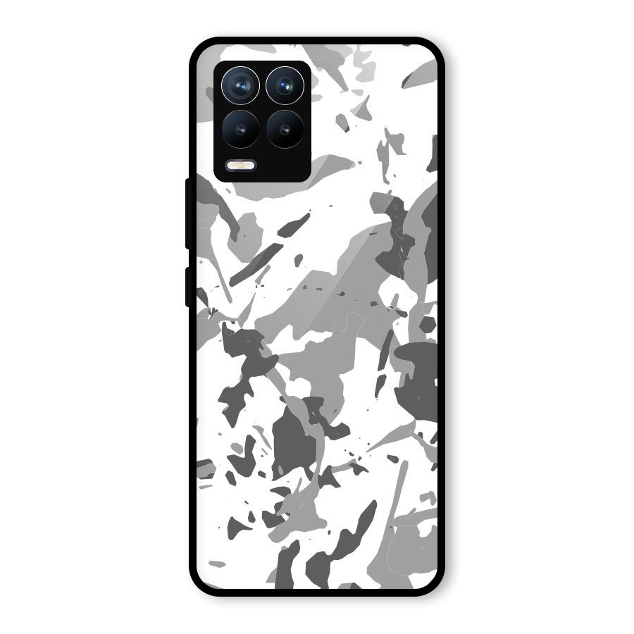 Grey Camouflage Army Glass Back Case for Realme 8 Pro
