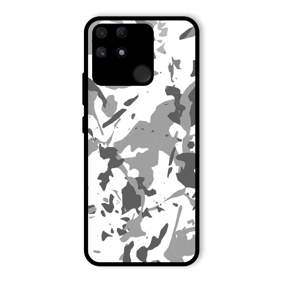 Grey Camouflage Army Glass Back Case for Realme Narzo 50A