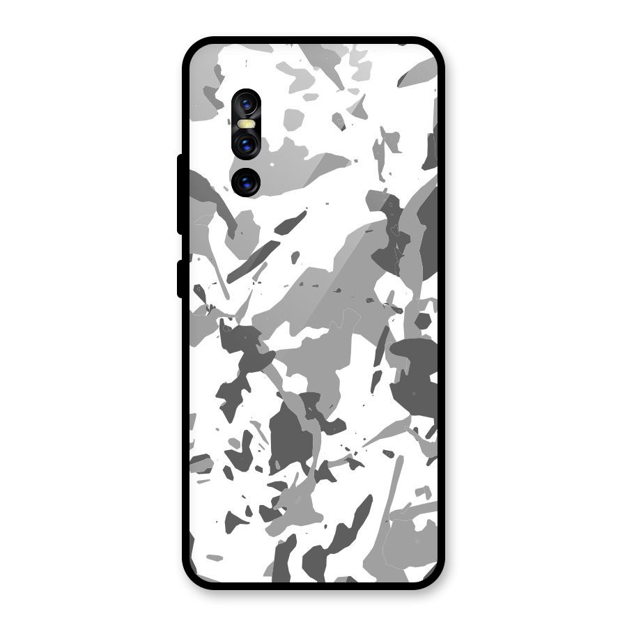 Grey Camouflage Army Glass Back Case for Vivo V15 Pro