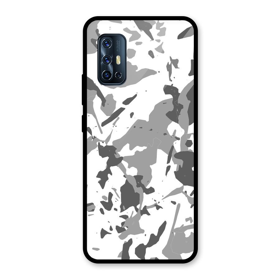 Grey Camouflage Army Glass Back Case for Vivo V17