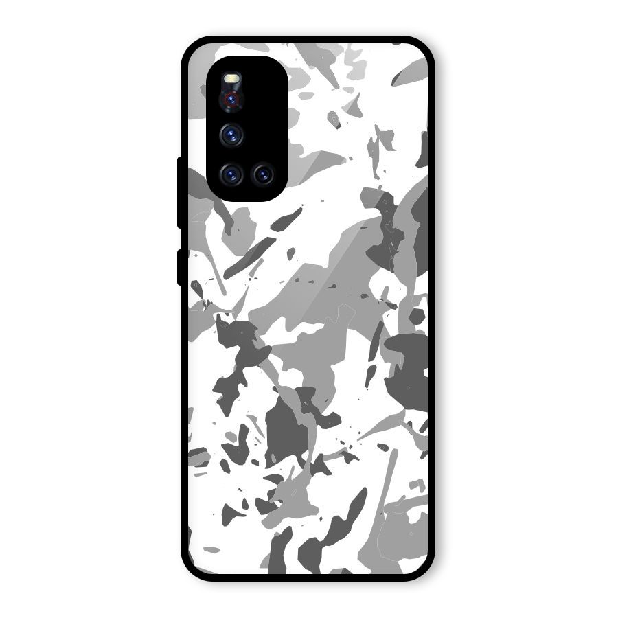 Grey Camouflage Army Glass Back Case for Vivo V19