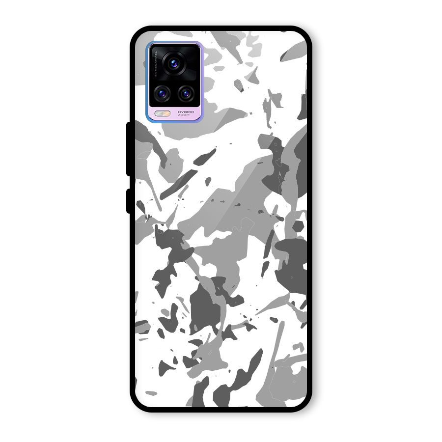 Grey Camouflage Army Glass Back Case for Vivo V20 Pro