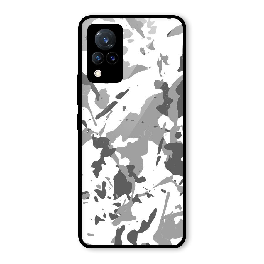 Grey Camouflage Army Glass Back Case for Vivo V21 5G