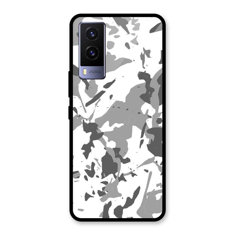 Grey Camouflage Army Glass Back Case for Vivo V21e 5G