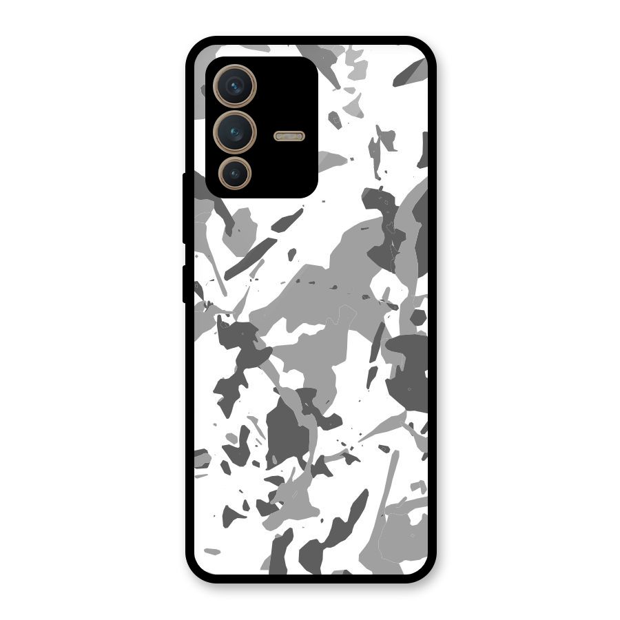Grey Camouflage Army Glass Back Case for Vivo V23 5G