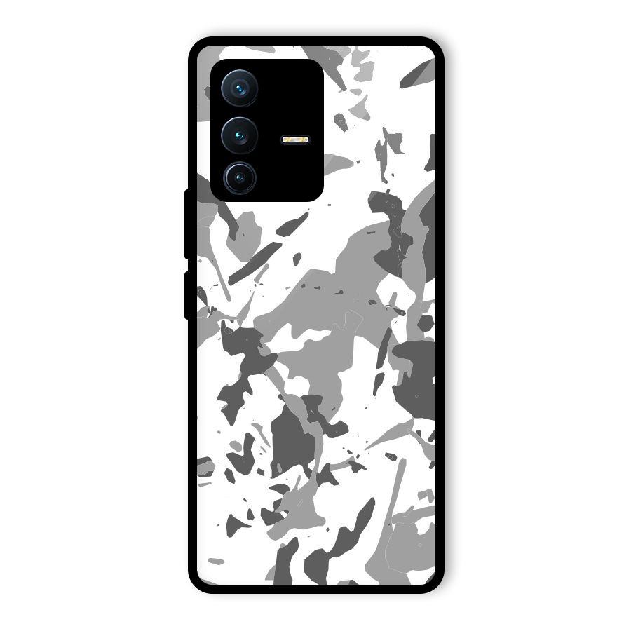 Grey Camouflage Army Glass Back Case for Vivo V23 Pro