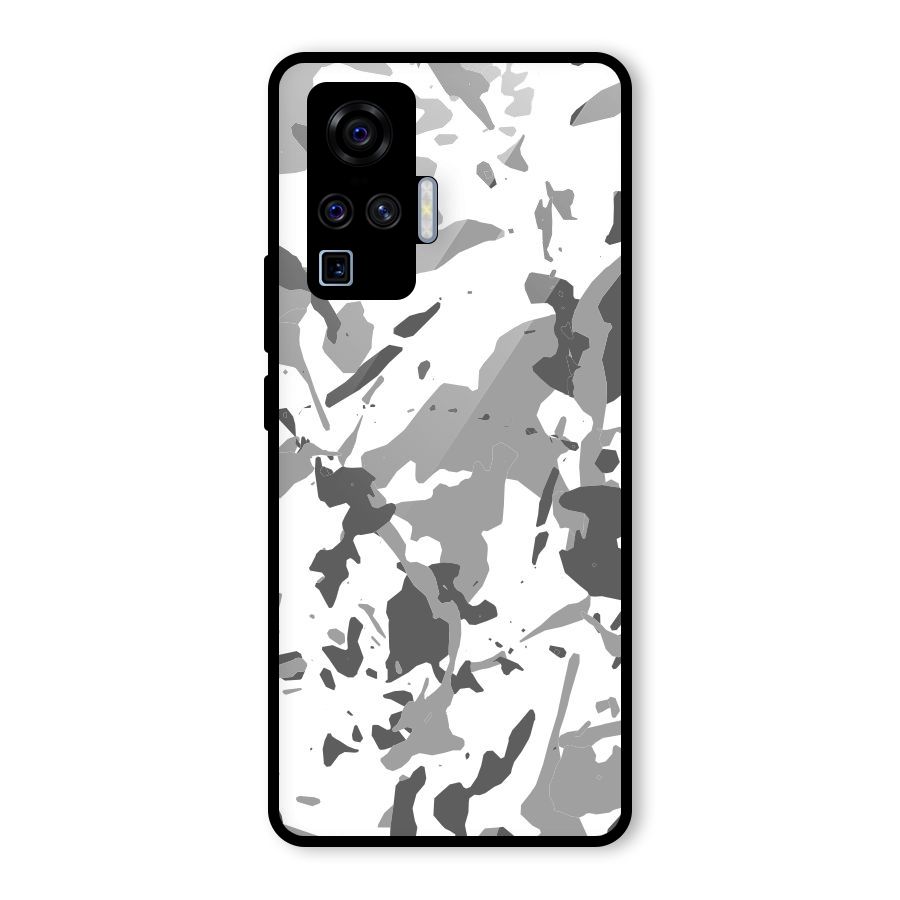 Grey Camouflage Army Glass Back Case for Vivo X50 Pro