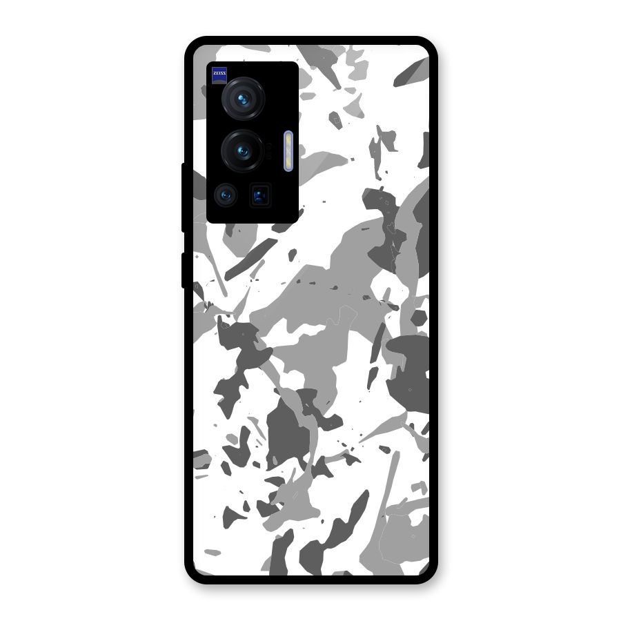 Grey Camouflage Army Glass Back Case for Vivo X70 Pro