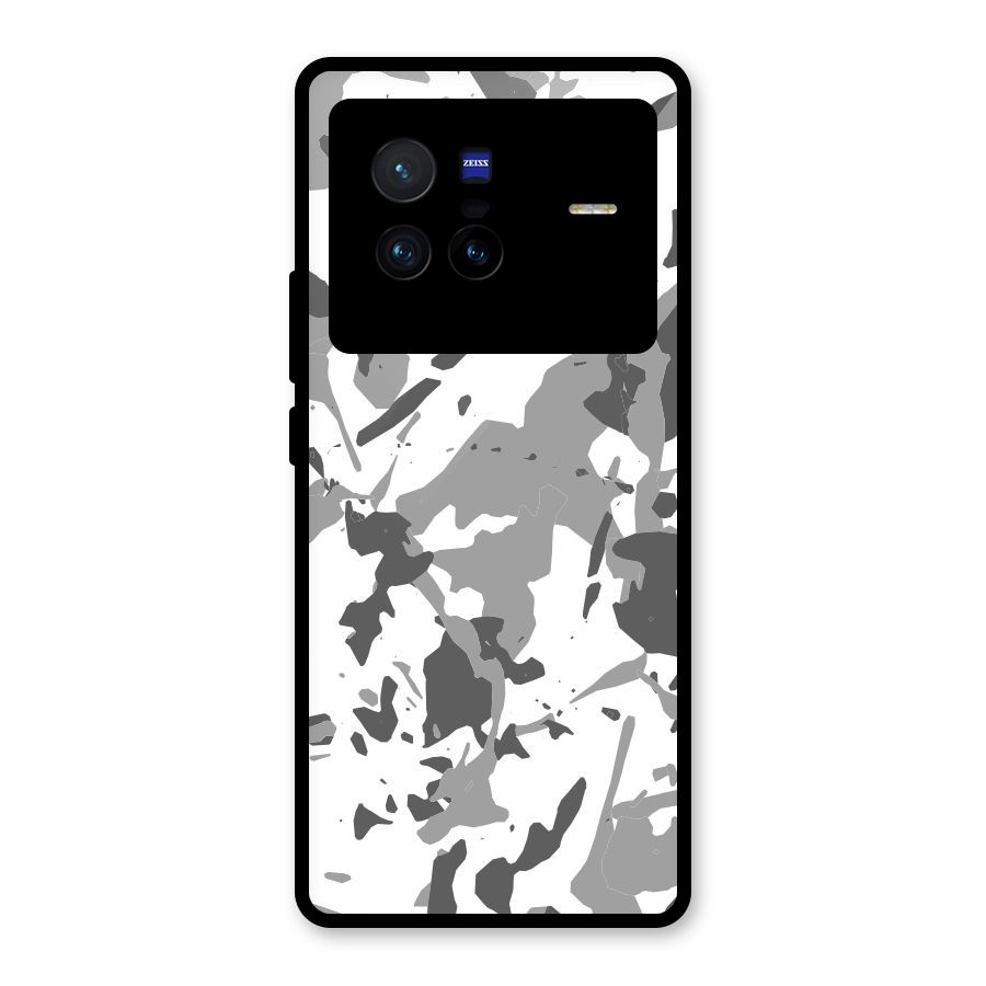 Grey Camouflage Army Glass Back Case for Vivo X80