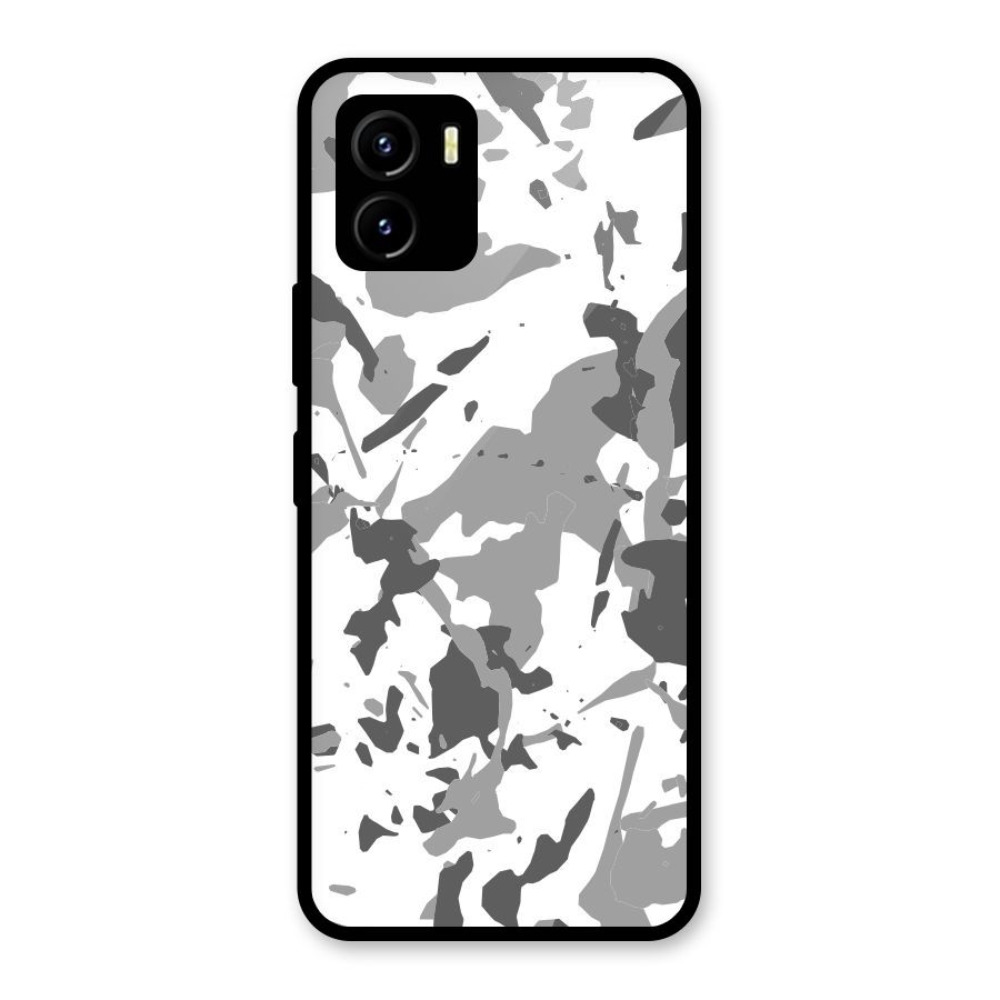 Grey Camouflage Army Glass Back Case for Vivo Y15s