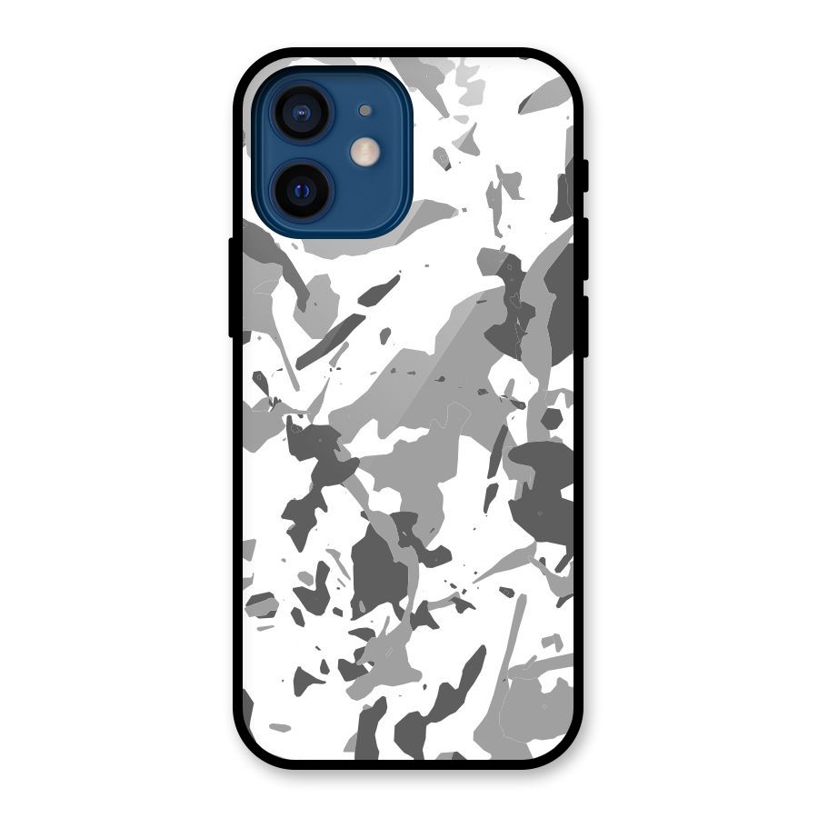 Grey Camouflage Army Glass Back Case for iPhone 12 Mini