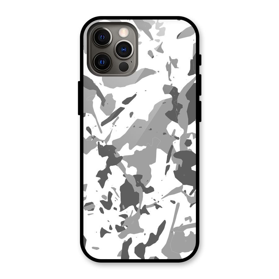 Grey Camouflage Army Glass Back Case for iPhone 12 Pro