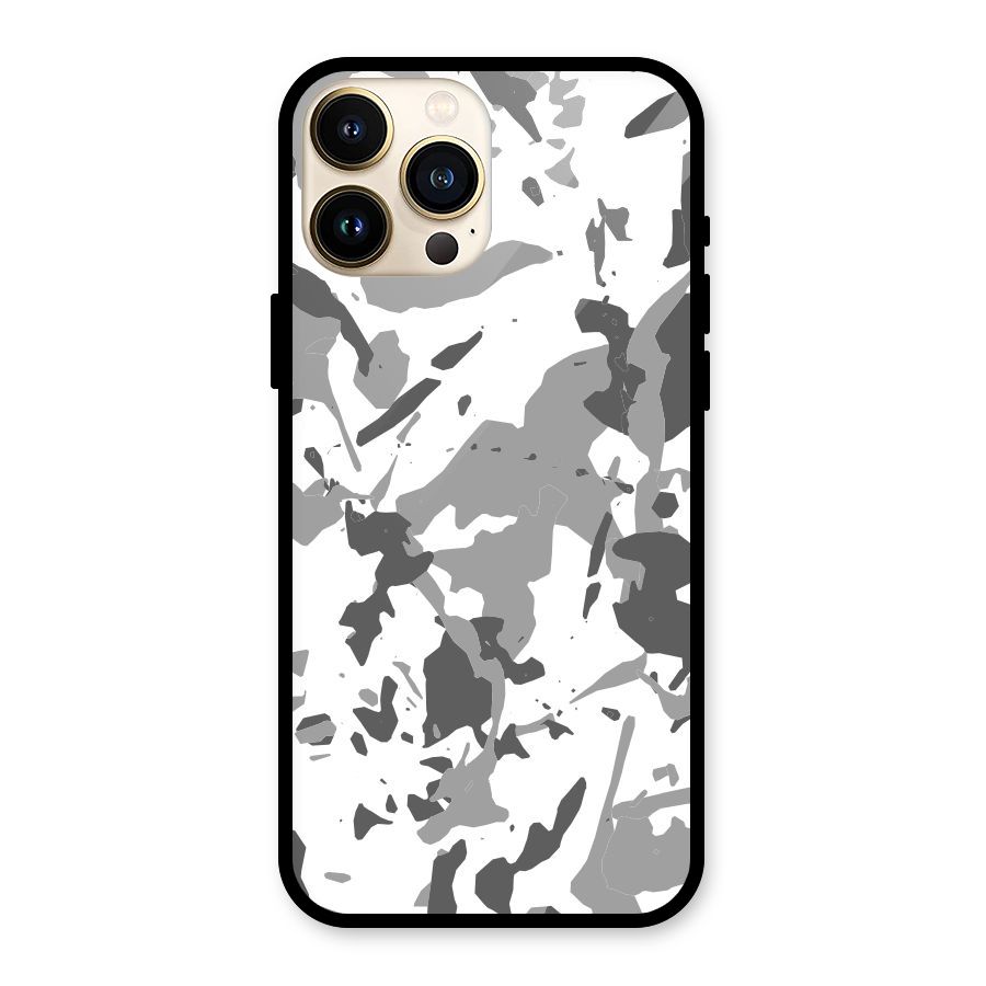 Grey Camouflage Army Glass Back Case for iPhone 13 Pro Max