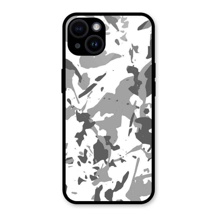 Grey Camouflage Army Glass Back Case for iPhone 14