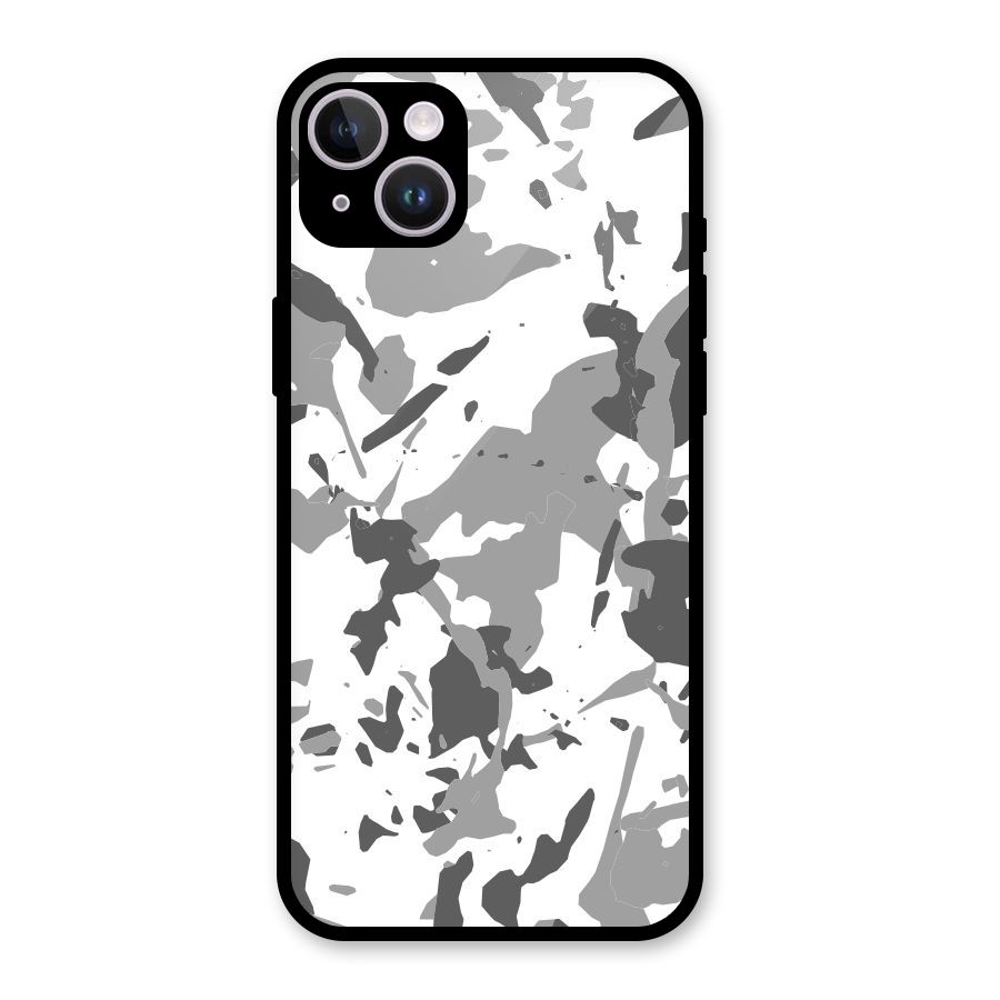 Grey Camouflage Army Glass Back Case for iPhone 14 Plus