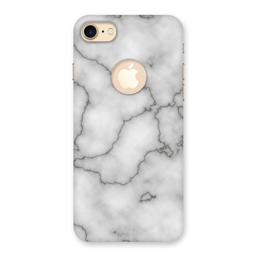 Grey Marble Back Case for iPhone 7 Logo Cut