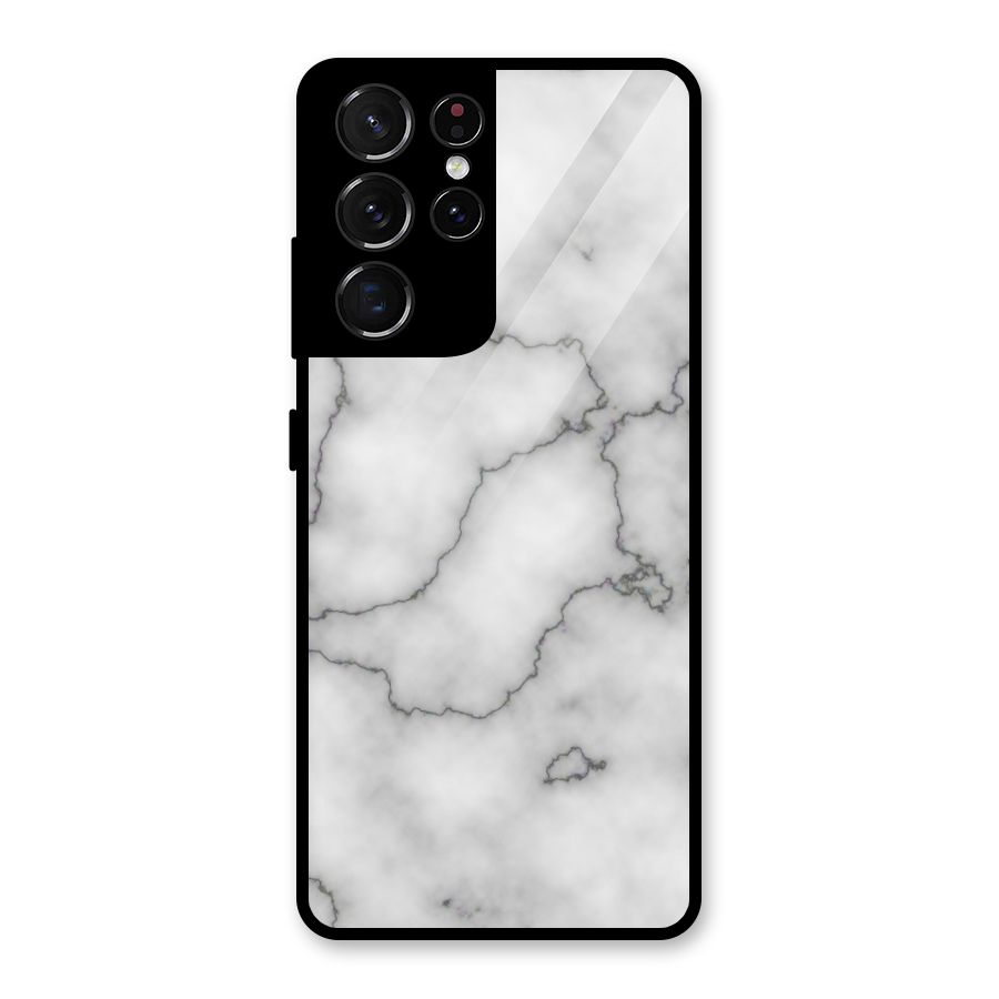 Grey Marble Glass Back Case for Galaxy S21 Ultra 5G
