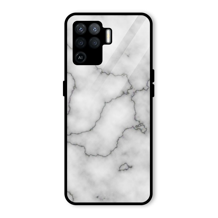 Grey Marble Glass Back Case for Oppo F19 Pro