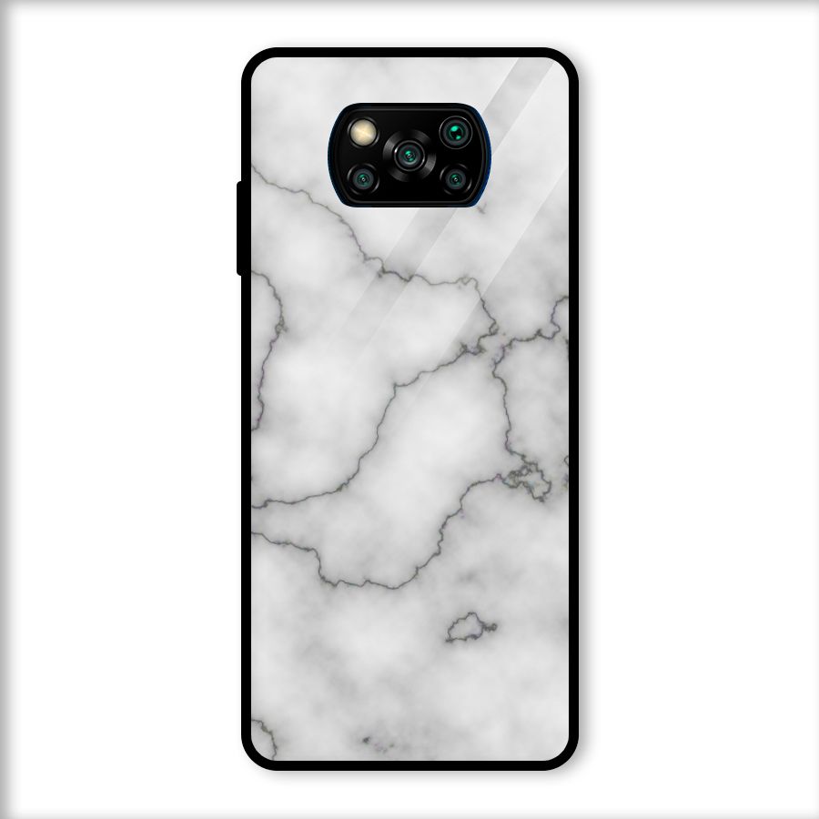 Grey Marble Glass Back Case for Poco X3