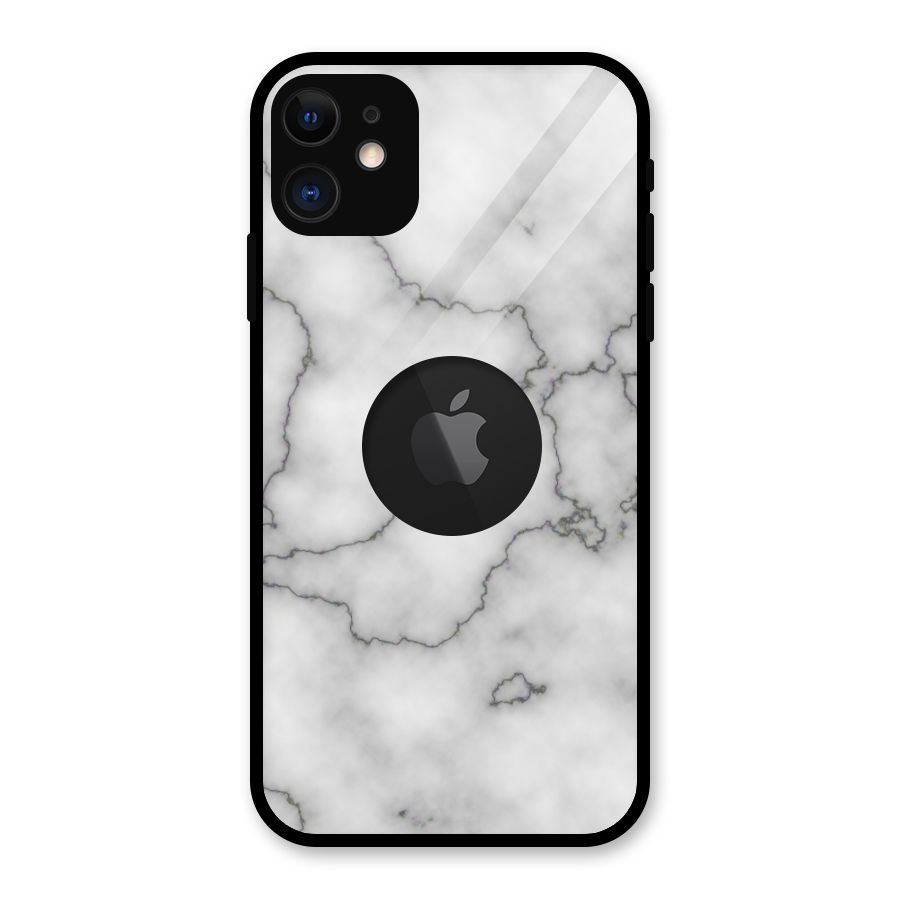 Grey Marble Glass Back Case for iPhone 11 Logo Cut