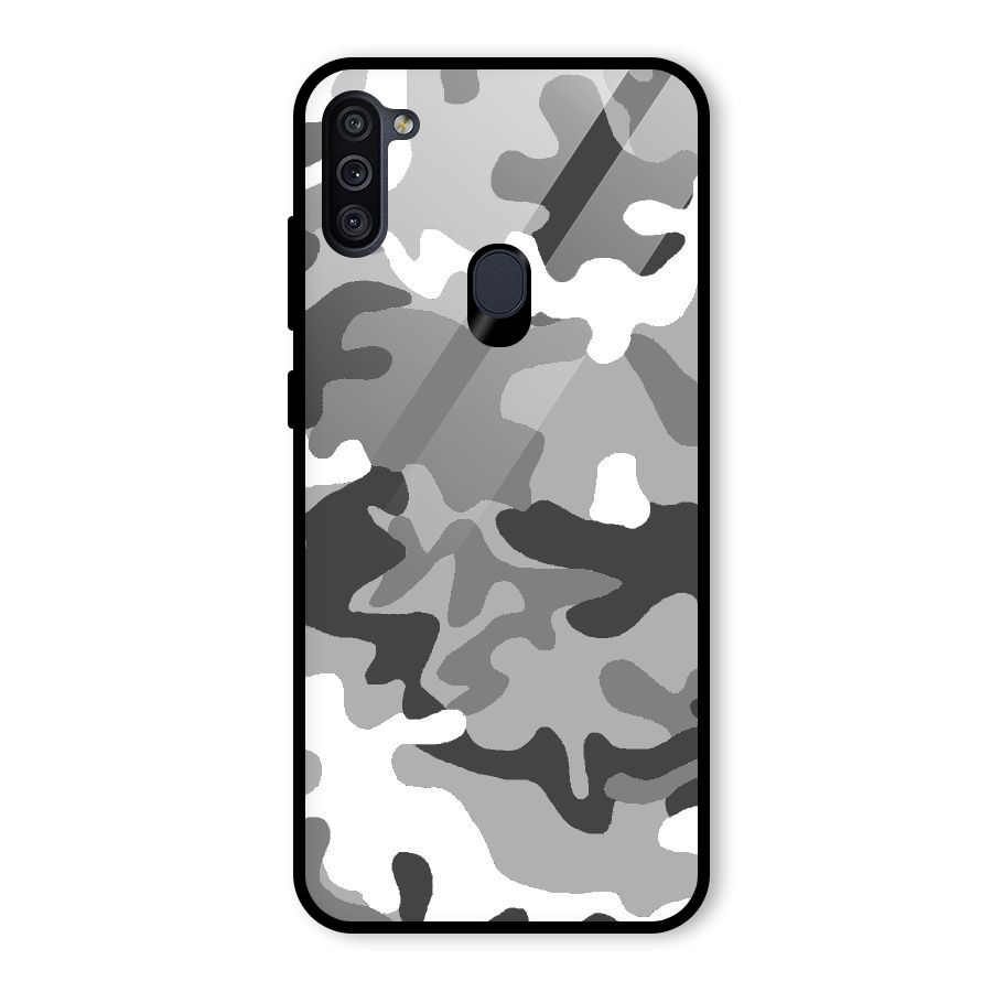 Grey Military Glass Back Case for Galaxy M11