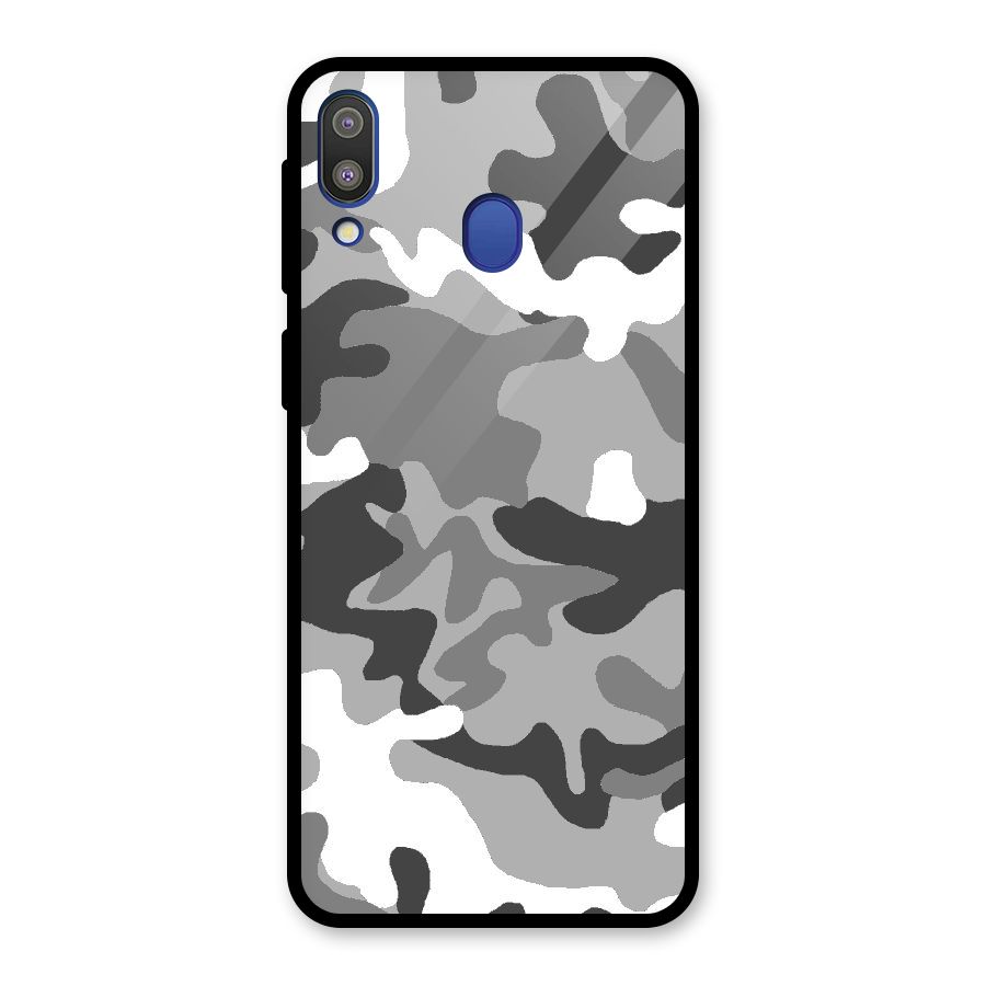 Grey Military Glass Back Case for Galaxy M20