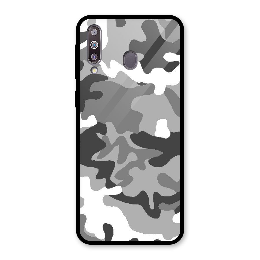 Grey Military Glass Back Case for Galaxy M30