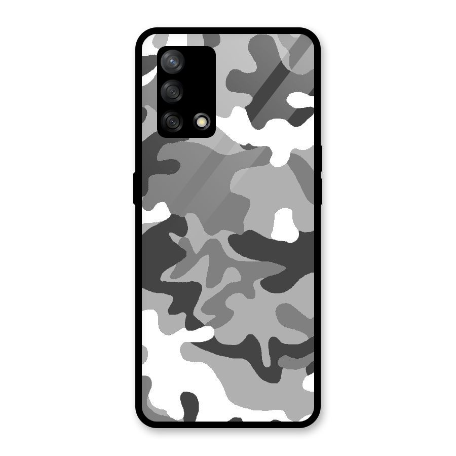 Grey Military Glass Back Case for Oppo F19