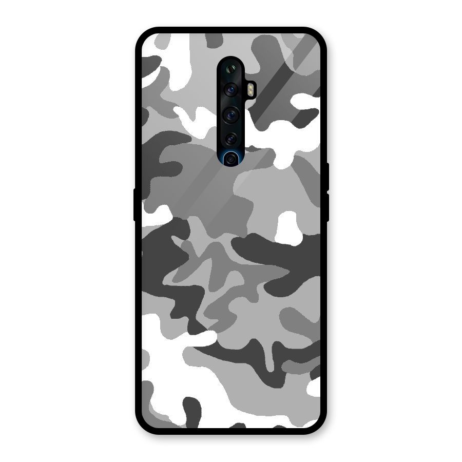 Grey Military Glass Back Case for Oppo Reno2 F