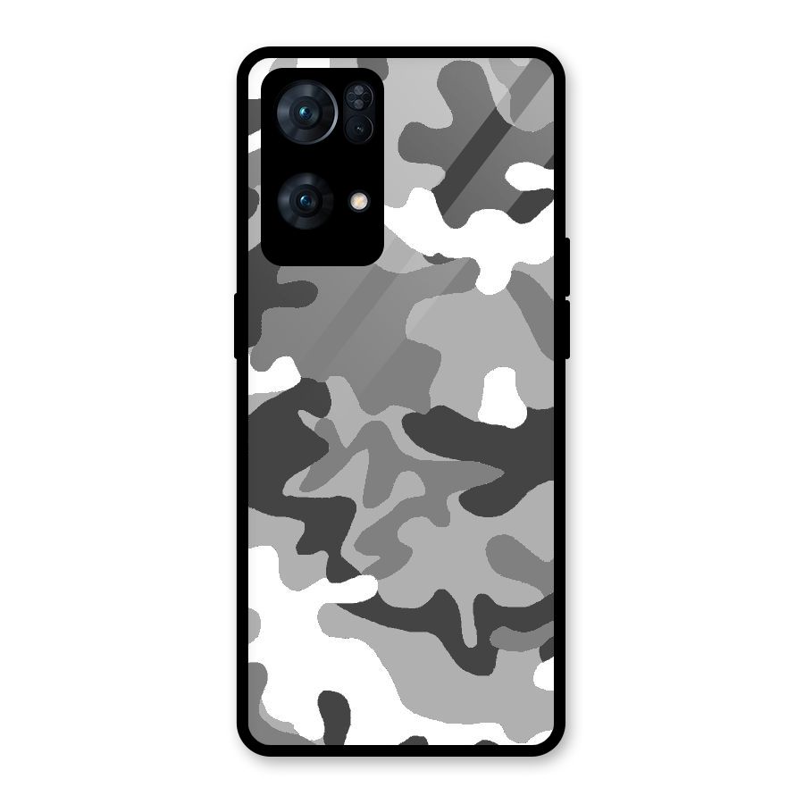 Grey Military Glass Back Case for Oppo Reno7 Pro 5G