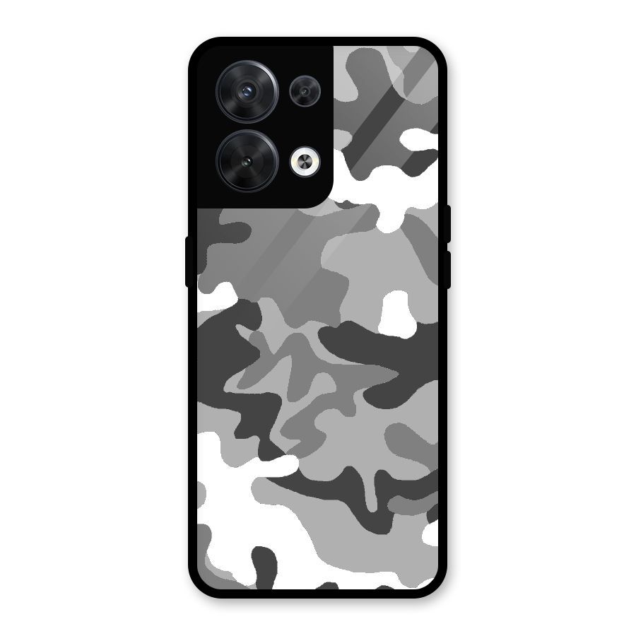 Grey Military Glass Back Case for Oppo Reno8 5G