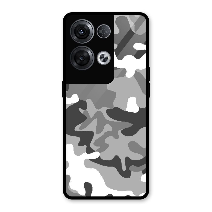 Grey Military Glass Back Case for Oppo Reno8 Pro 5G