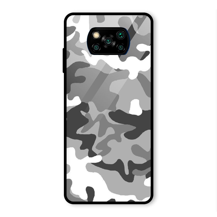 Grey Military Glass Back Case for Poco X3 Pro