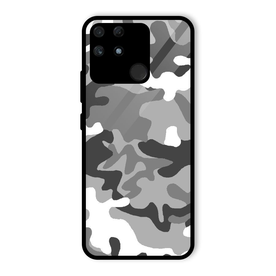 Grey Military Glass Back Case for Realme Narzo 50A