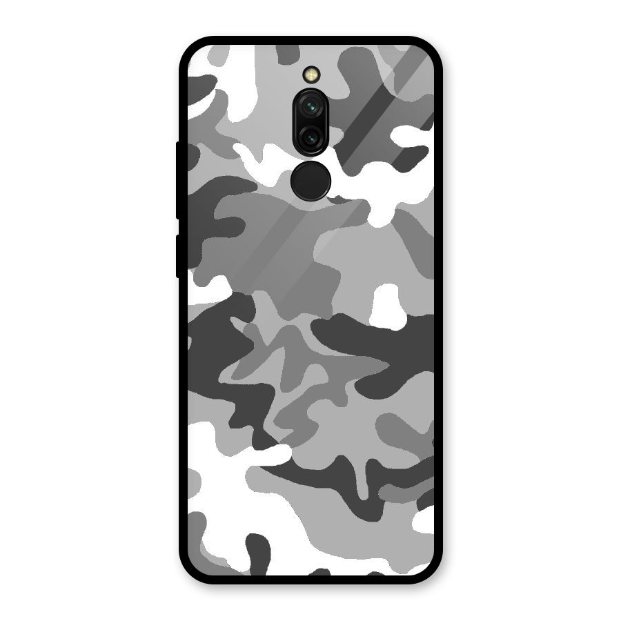 Grey Military Glass Back Case for Redmi 8