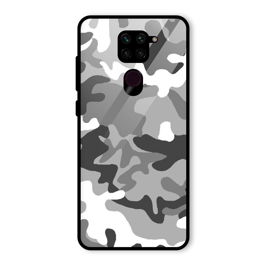 Grey Military Glass Back Case for Redmi Note 9