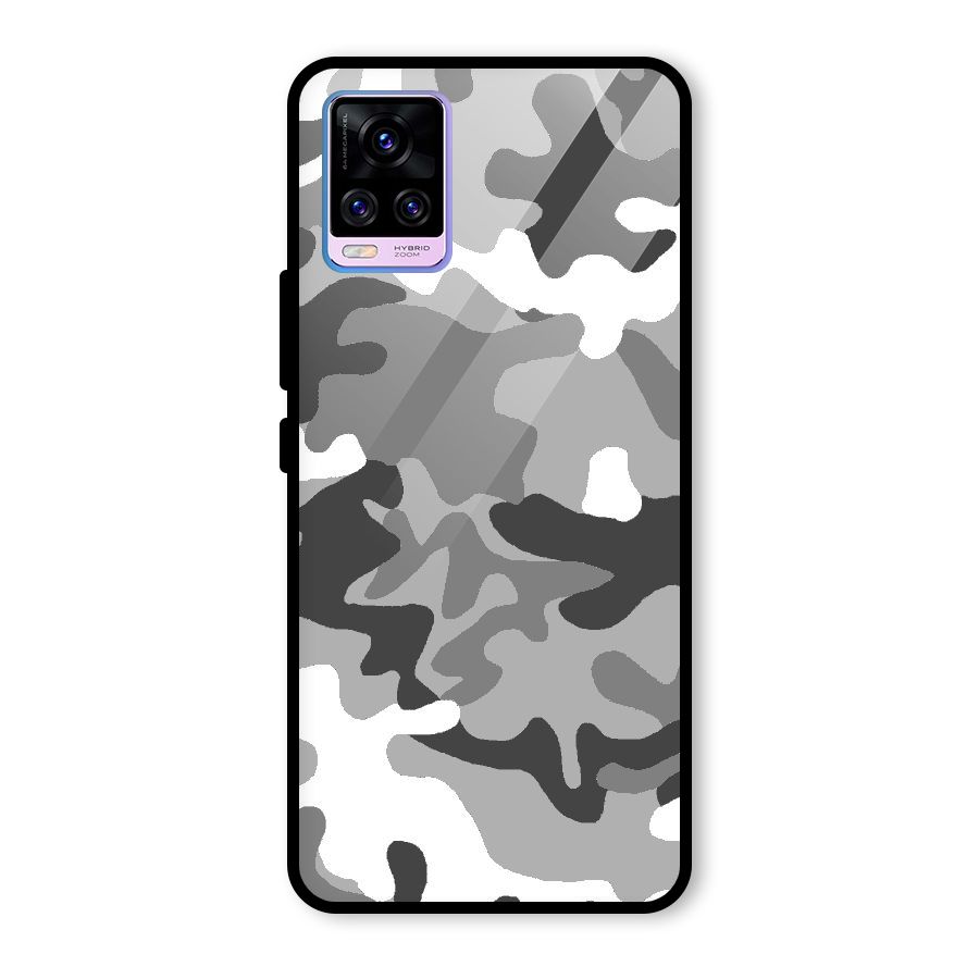 Grey Military Glass Back Case for Vivo V20 Pro