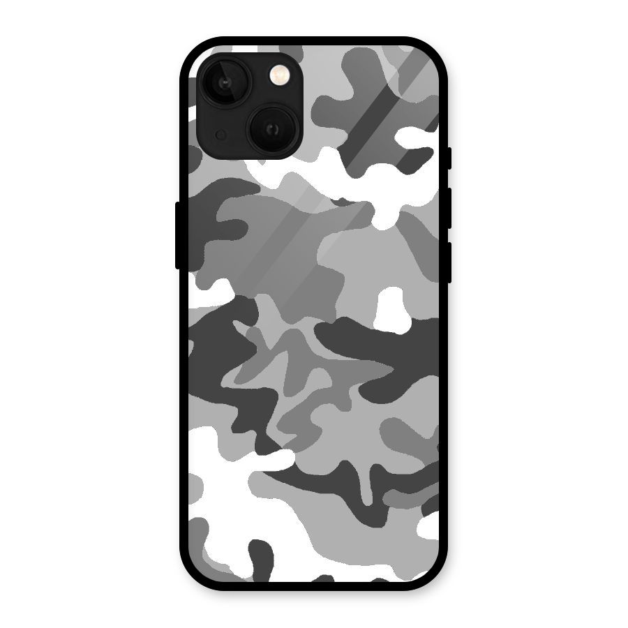 Grey Military Glass Back Case for iPhone 13