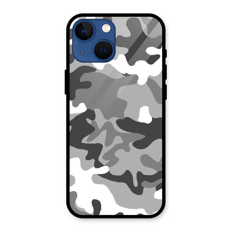 Grey Military Glass Back Case for iPhone 13 Mini