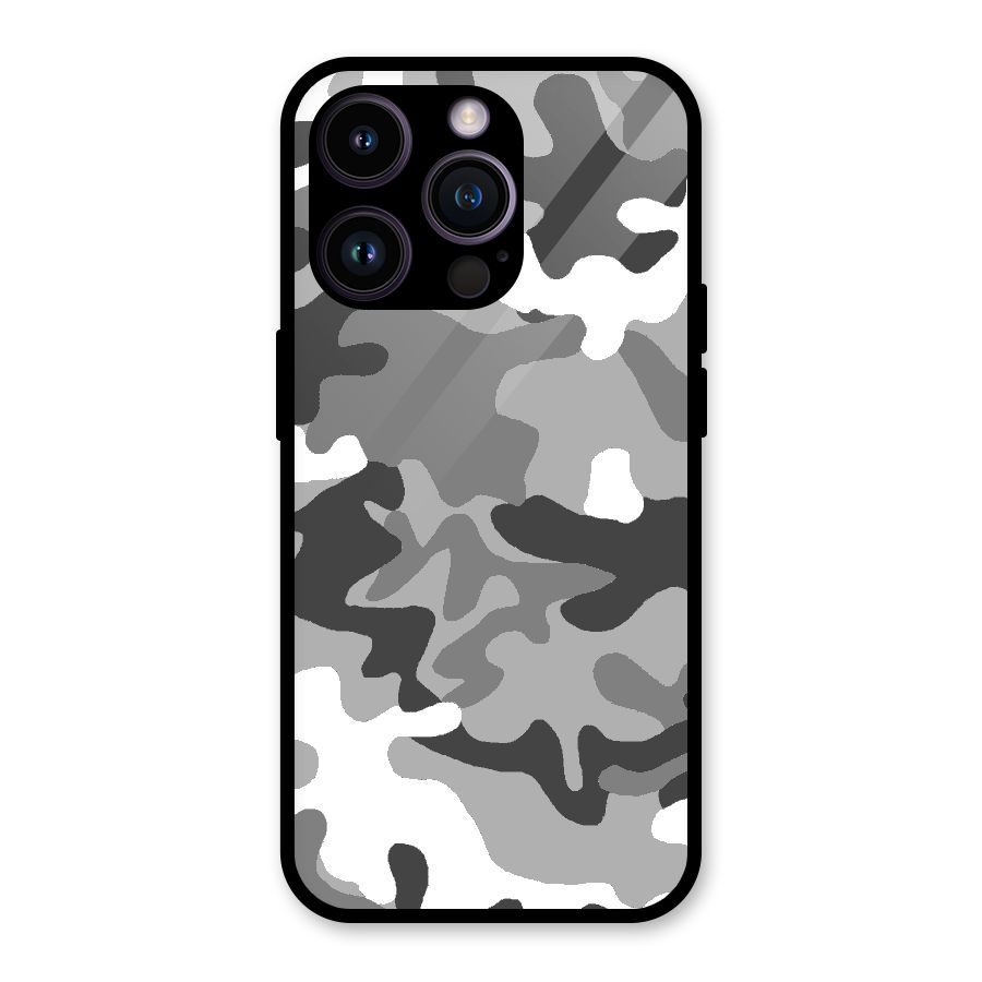 Grey Military Glass Back Case for iPhone 14 Pro