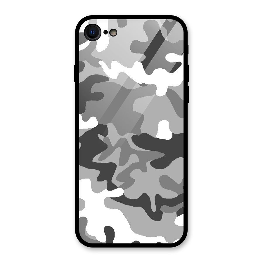 Grey Military Glass Back Case for iPhone SE 2022