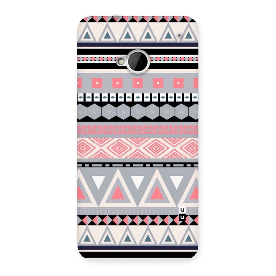 Grey Pink Pattern Back Case for HTC One M7