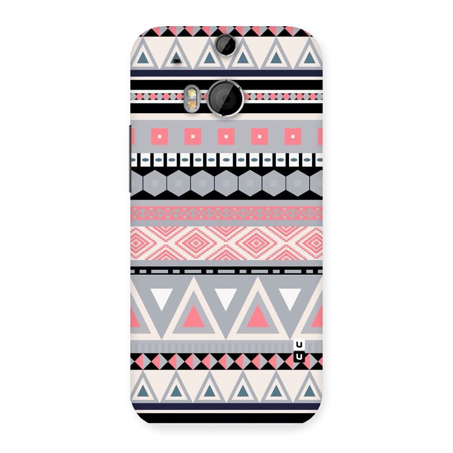 Grey Pink Pattern Back Case for HTC One M8
