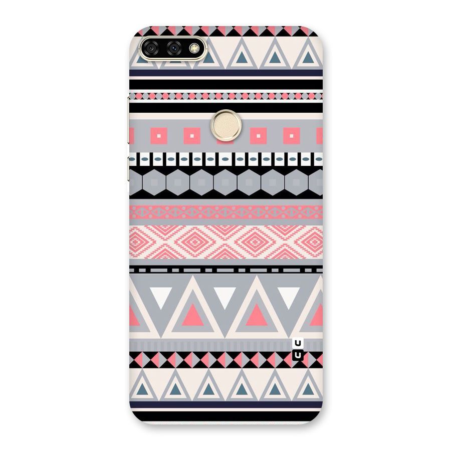 Grey Pink Pattern Back Case for Honor 7A